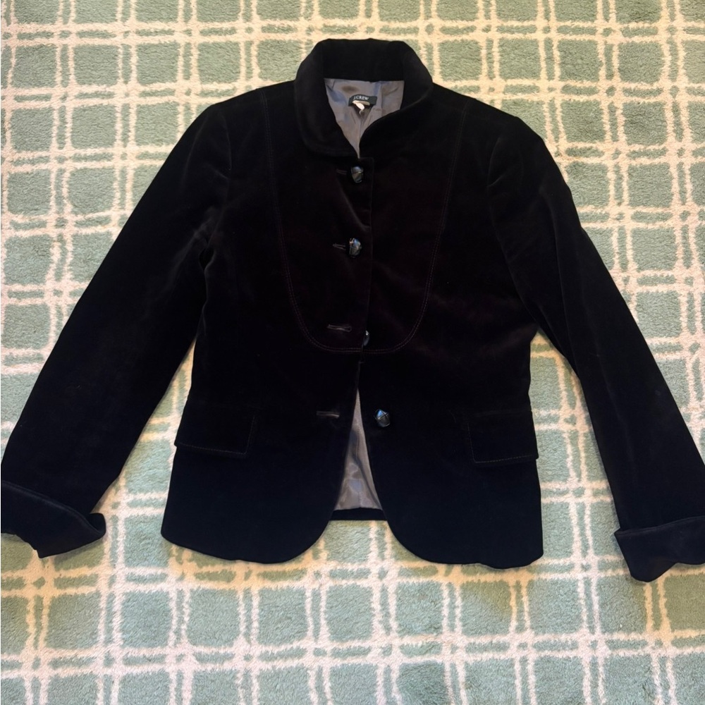 Vintage J Crew velvet ruffle collar blazer 6
